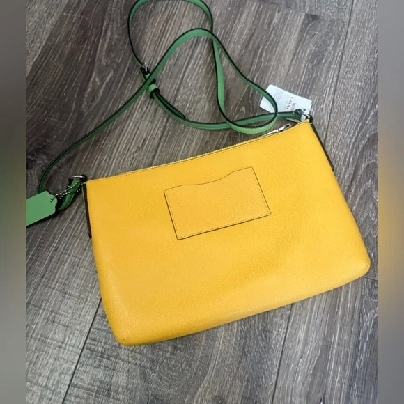 Coach crossbody handbag in yellow with green strap, NWT - pet & smoke free home - Picture 9 of 12